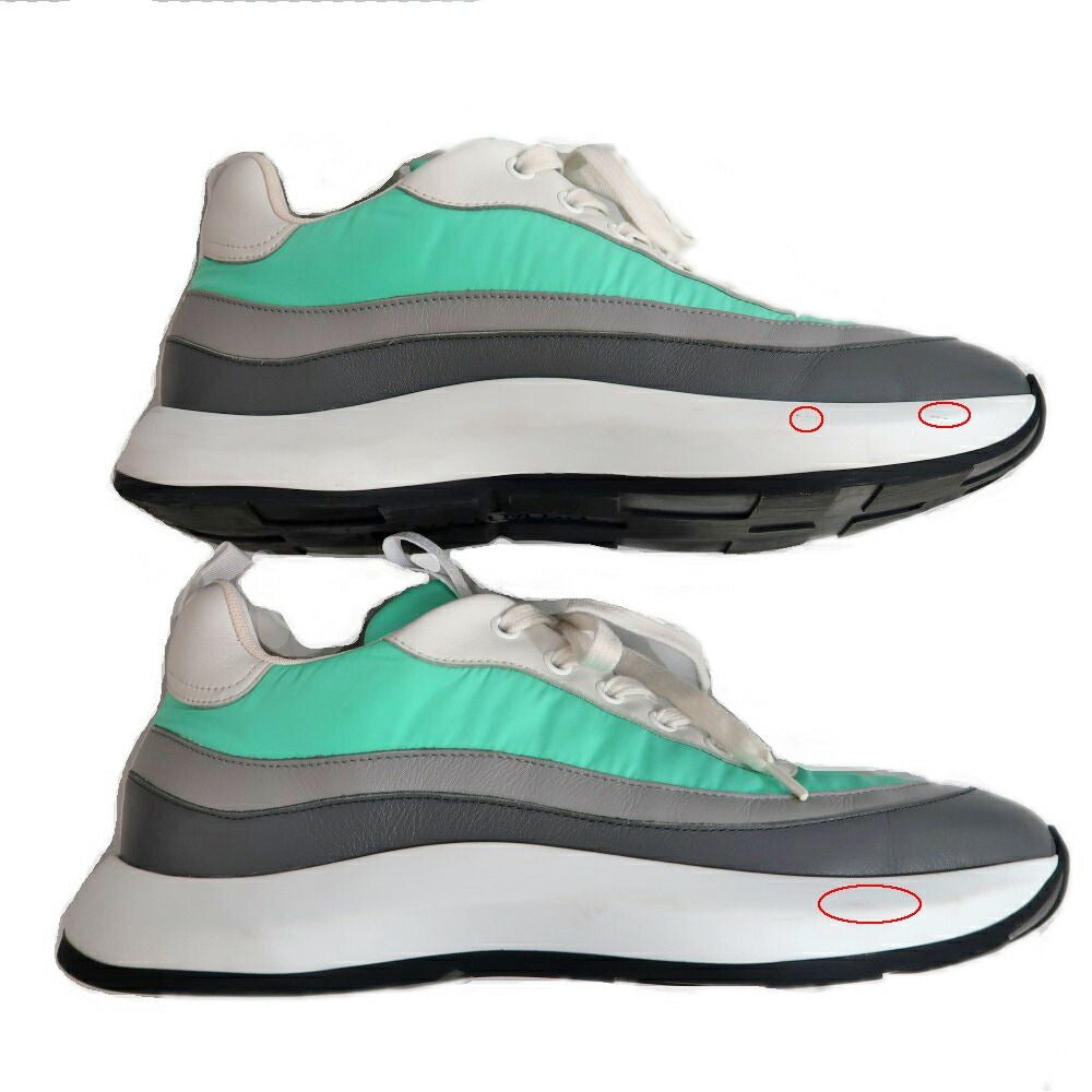 Hermes Glam Sneakers 41 Nylon Leather Blue Green Shoes — view 5