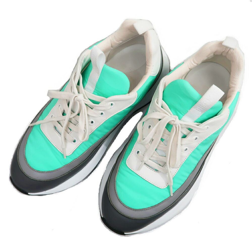 Hermes Glam Sneakers 41 Nylon Leather Blue Green Shoes — view 7