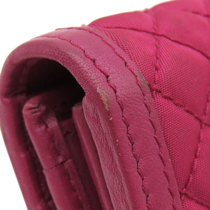 Prada Long Wallet Tessuto Quilted Wallet Nylon Ibisco Gold Hardware Red Fold