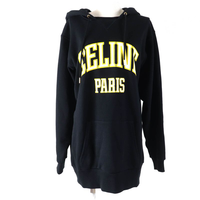 Celine 24SS 2y70f6700q 100% Cotton Cracked Cotton Fleece Oversized Hoodie Black