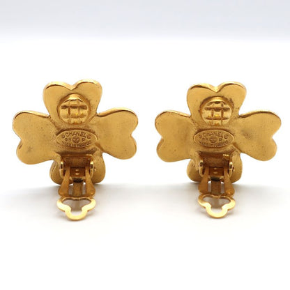 Chanel Earring Clover Quatrefoil Coco Mark Gold Color 95P Accessories
