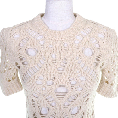 Dior Wool Camel Short Sleeve Crochet Knit Top — view 4