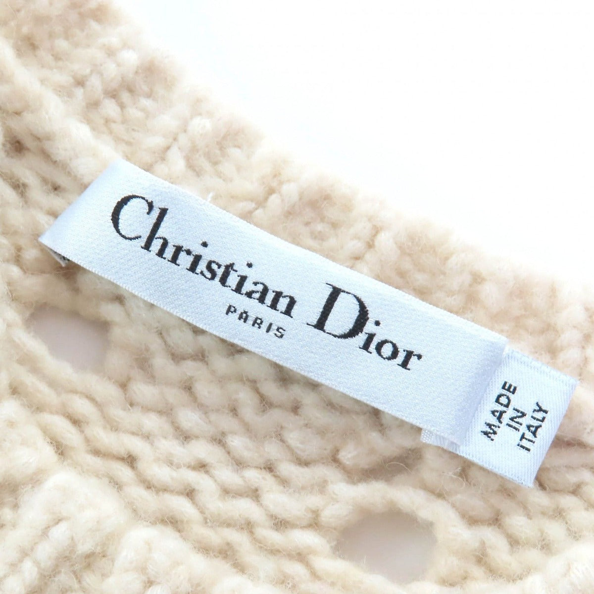 Dior Wool Camel Short Sleeve Crochet Knit Top — view 5
