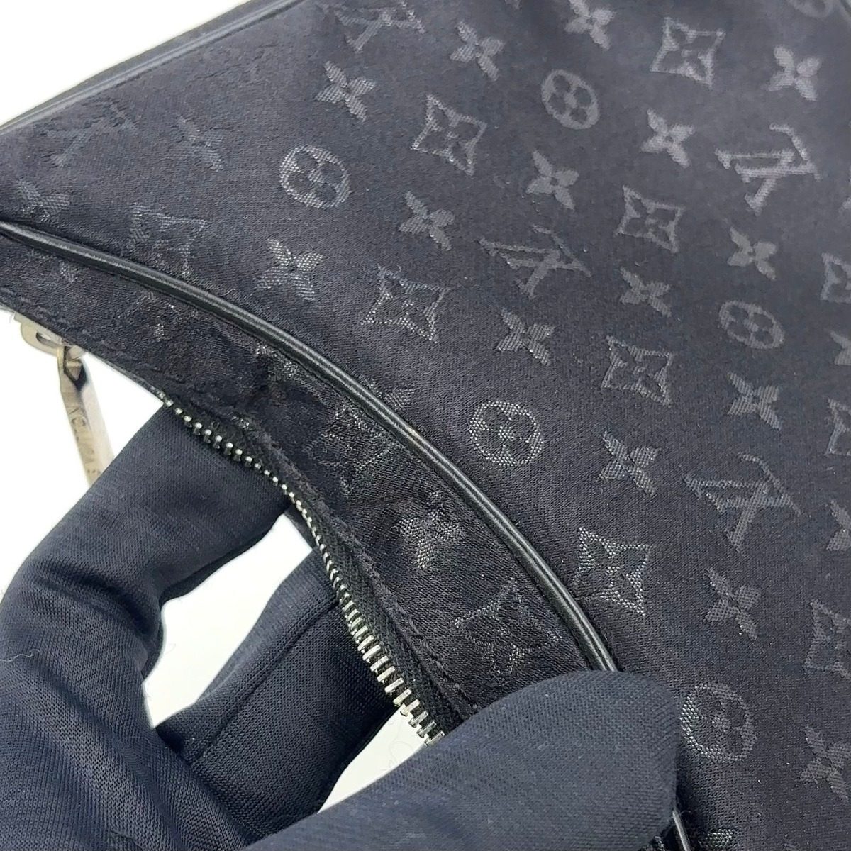 Louis Vuitton Little Boulogne Monogram Satin Noir Black Handbag Silver — view 12