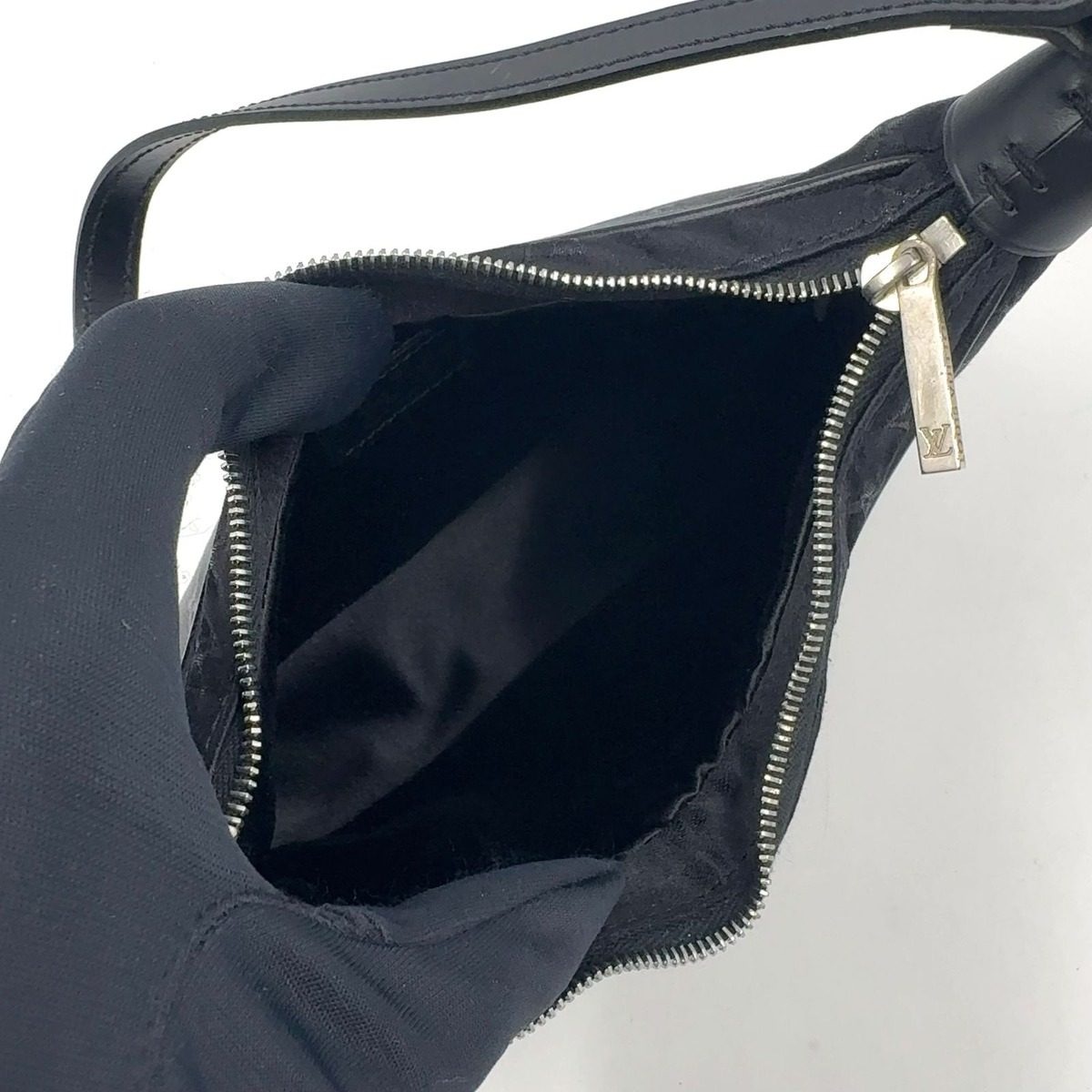 Louis Vuitton Little Boulogne Monogram Satin Noir Black Handbag Silver — view 3