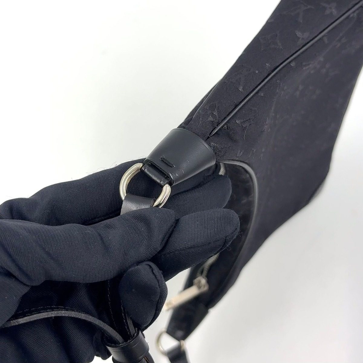 Louis Vuitton Little Boulogne Monogram Satin Noir Black Handbag Silver — view 9