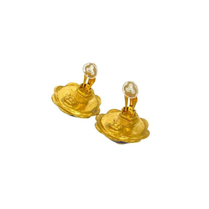 Chanel Vintage Coco Mark Motif Earrings Ear Cuff Accessories Gold 97P