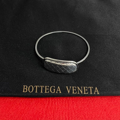 Bottega Veneta Intrecciato Silver Plated Bracelet Bangle Men Women 35993