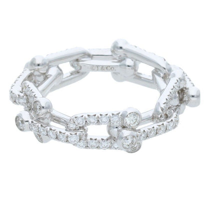 Tiffany & Co Hardwear Hardware Small Link 18K White Gold Pave Diamond Ring
