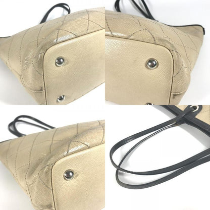 Chanel Shoulder Bag On The Road Matelasse Quilted Bicolor A92211 Caviar Skin