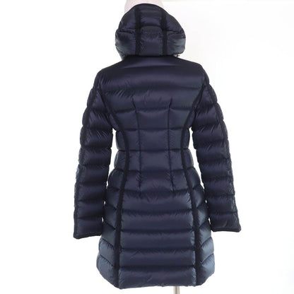 Moncler Hermine Logo Patch Hooded Down Coat Navy 00 — view 3