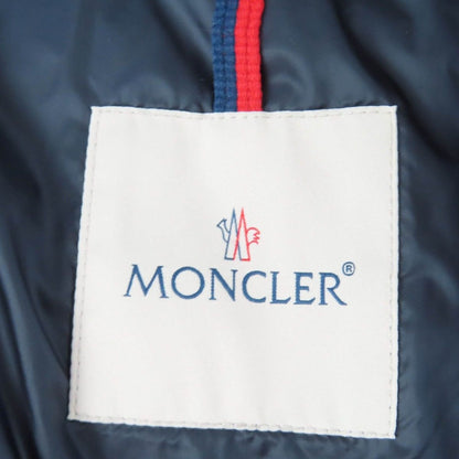 Moncler Hermine Logo Patch Hooded Down Coat Navy 00 — view 8