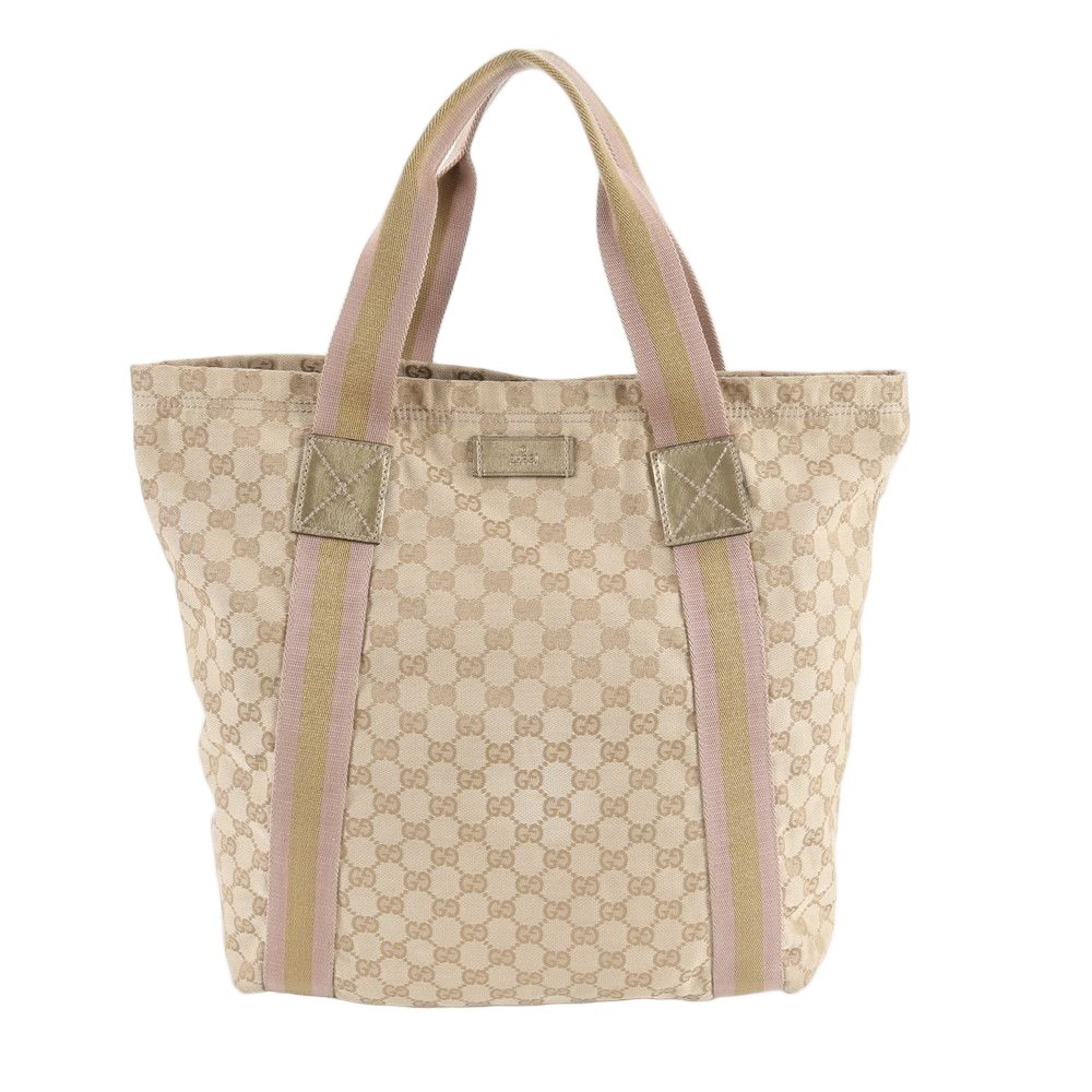 Gucci GG Canvas Sherry Line Leather Tote Shoulder Hand Rbm