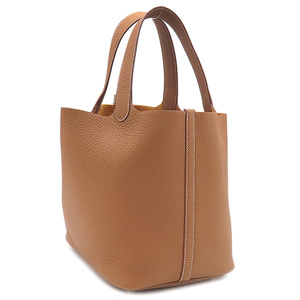 Hermes Handbag Picotin Lock MM Taurillon Clemence Gold Silver Hardware Never