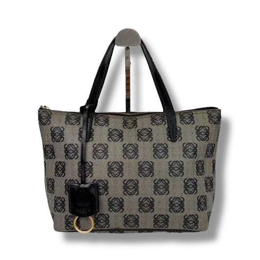 Loewe Mini Tote Bag Repeat Anagram Logo Navy Blue Pvcleather Shoulder Bag With