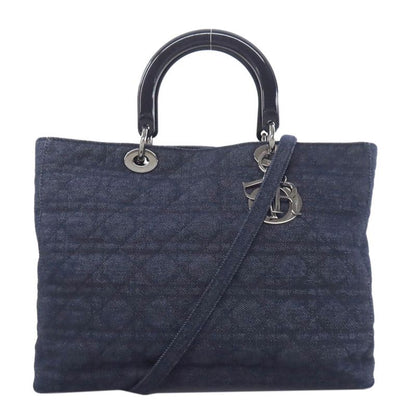 Christian DIOR Lady Dior Canage Tote 2WAY Handbag Denim Women