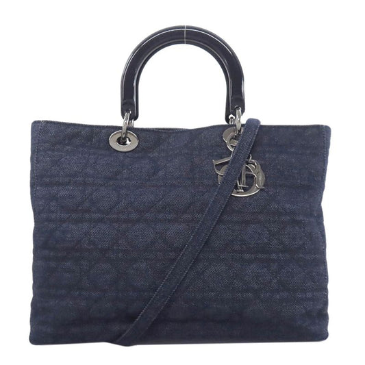 Christian DIOR Lady Dior Canage Tote 2WAY Handbag Denim Women
