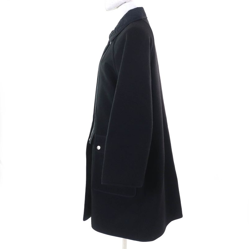 Hermes 22AW 2h0106dg Cashmere Blend Serie Button Zip Up Quilted Coat Dark Navy