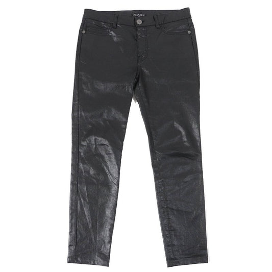 Chanel Coco Mark Button Coated Pants Blackish 40