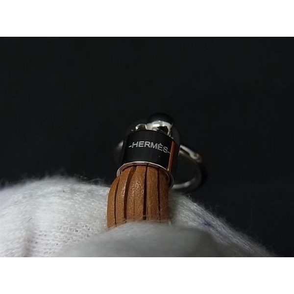 Hermes Cell Pom Agneau Milo Twilly Ring Brown Silver — view 4