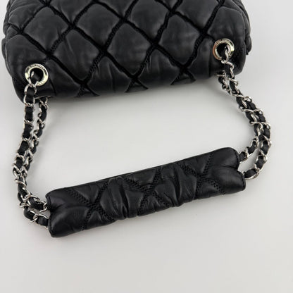 Chanel CC Logo Bubble Quilt Chain Shoulder Bag Black Leather Vintage — view 14