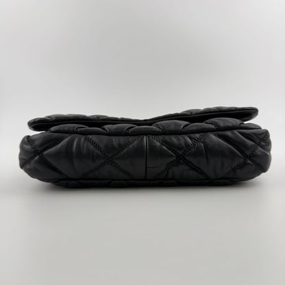 Chanel CC Logo Bubble Quilt Chain Shoulder Bag Black Leather Vintage — view 8