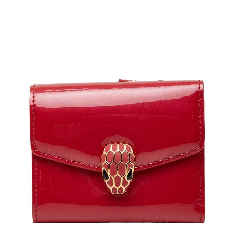 Bvlgari Serpenti Trifold Wallet Compact Pink Patent Leather