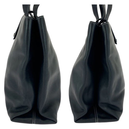 Bvlgari Logo Plate Black Silver Hardware Leather Tote Bag Shoulder Bag Women