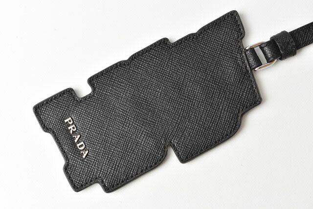 Prada Key Ring Key Holder Bag Charm Prada Logo Patchwork Caracter 2tl253 NERO