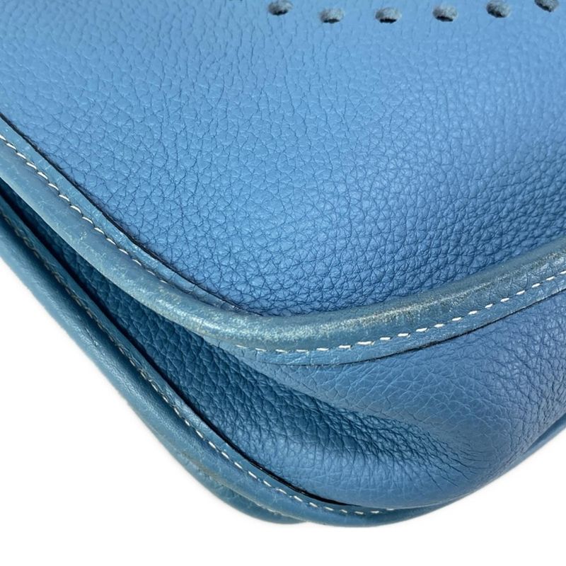 Hermes Shoulder Bag Evelyndu PM Blue Jean Silver Hardware