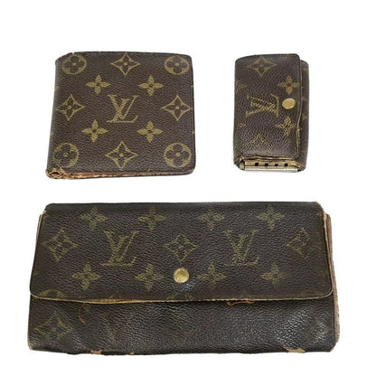 Louis Vuitton Long Wallet Monogram 3 Set Fold Wallet 66bs078