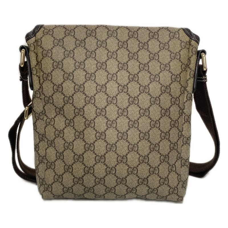 Gucci Shoulder Bag GG Plus GG Supreme 223666 Dark Brown And Beige Leather