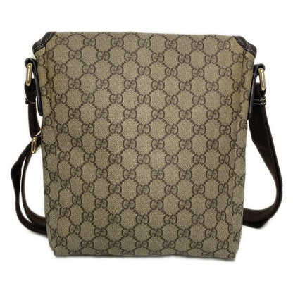 Gucci Shoulder Bag GG Plus GG Supreme 223666 Dark Brown And Beige Leather