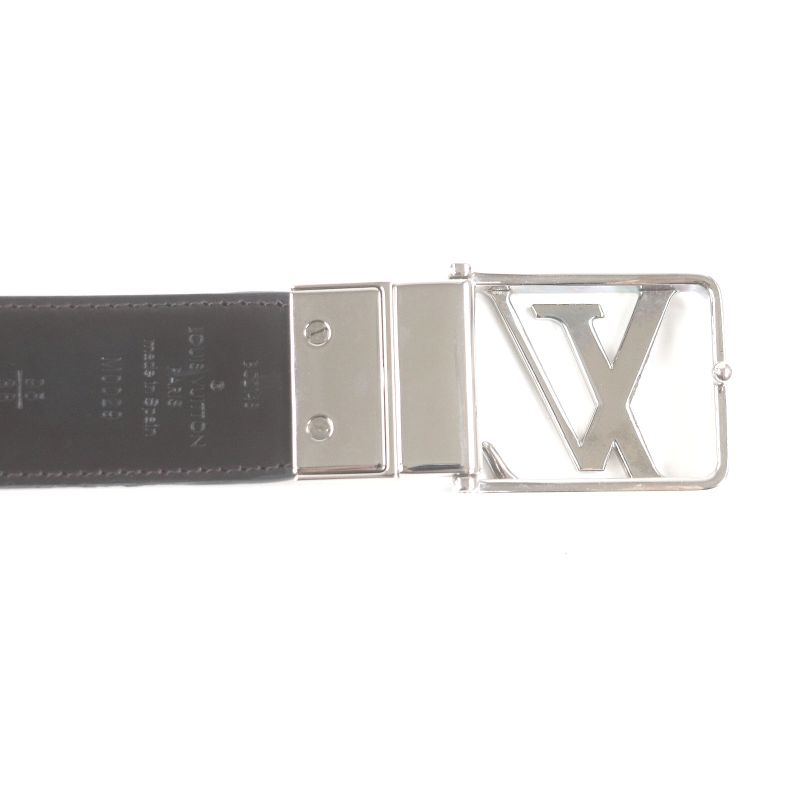 Louis Vuitton M0029 Santure Damier Infini LV Logo Silver Buckle Leather Belt