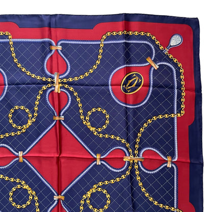 Cartier Scarf Silk Chain Logo Navy Red — view 3