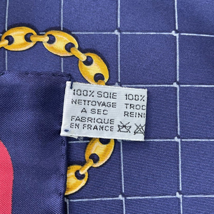 Cartier Scarf Silk Chain Logo Navy Red — view 7