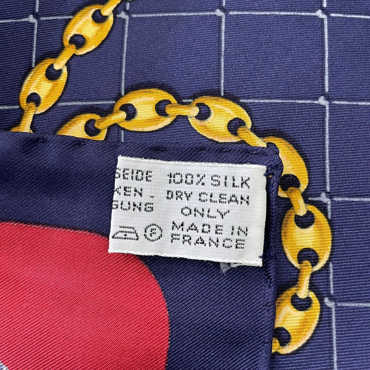 Cartier Scarf Silk Chain Logo Navy Red — view 8