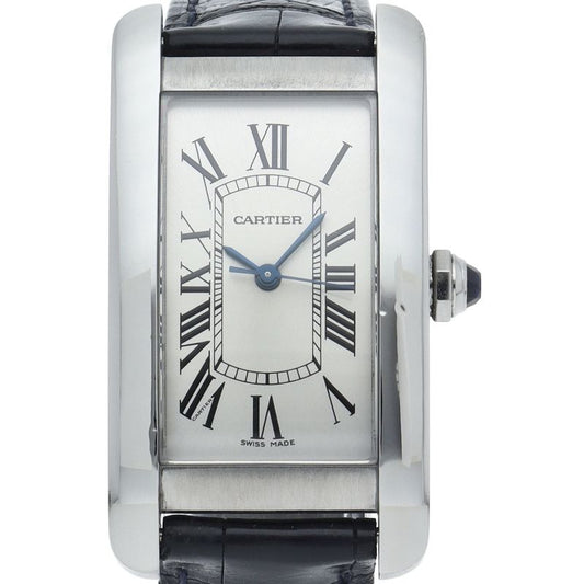 Cartier Tank American MM Watch Auto Depth SS Leather