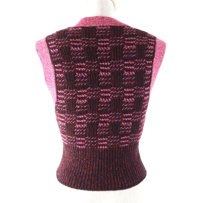 CHANEL P73852 Cashmere Wool Blend V-neck Knit Vest With Coco Mark Hardware