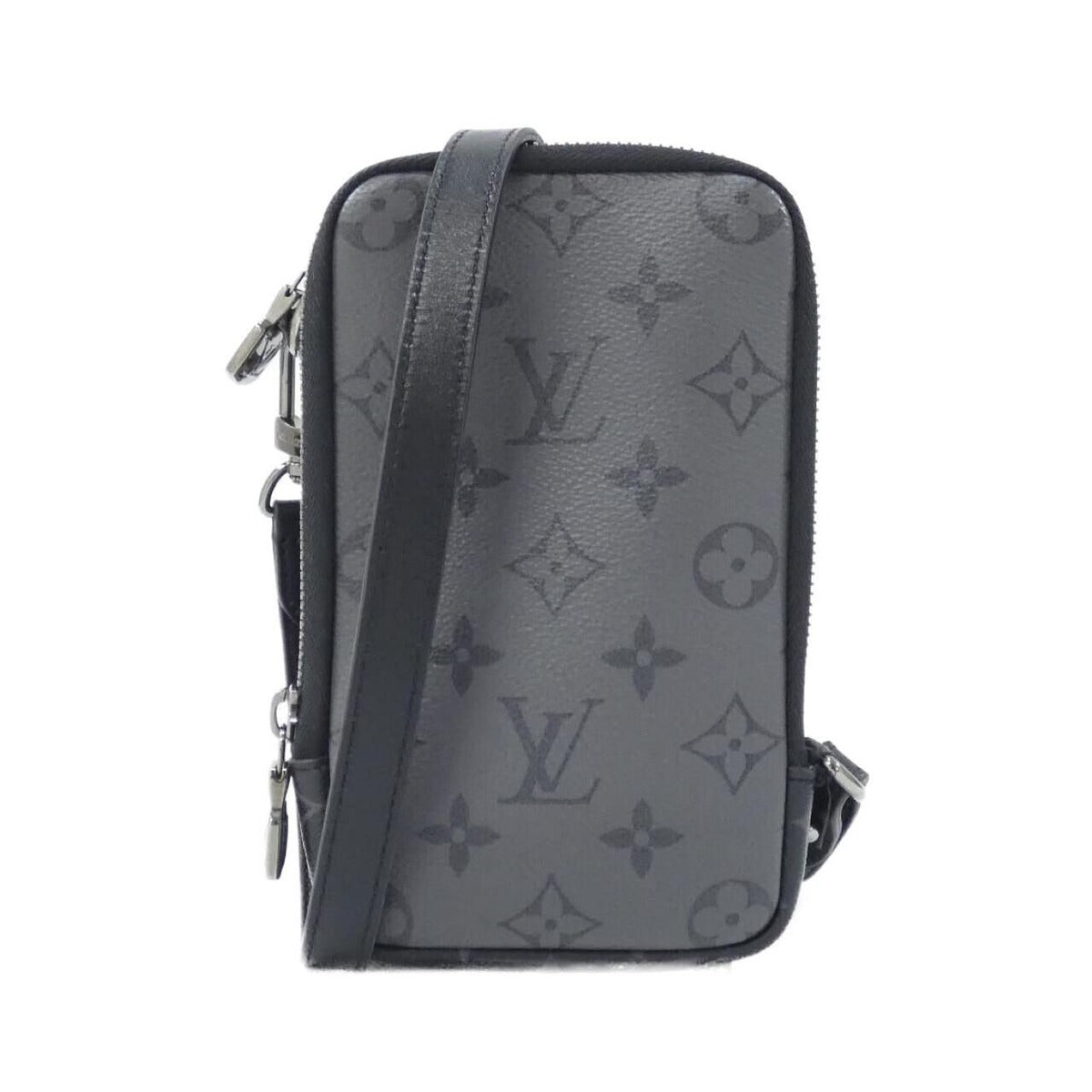 Louis Vuitton Monogram Eclipse Reverse Double Phone Pouch Mini Bag Gris Black