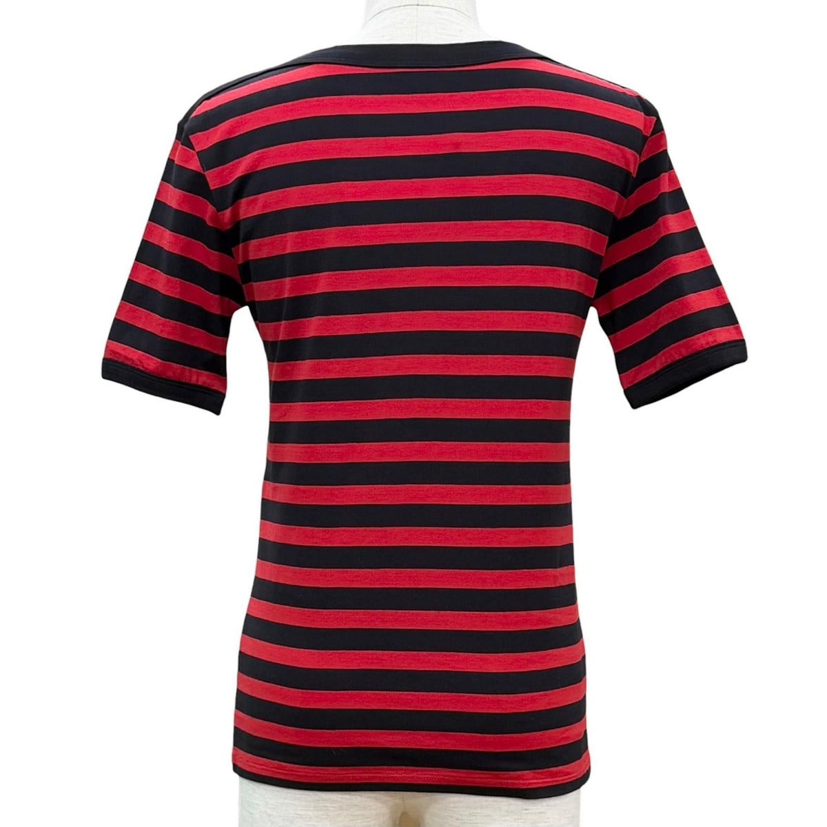 Celine Cotton Byedis Liman Border Pattern Boat Neck Short Sleeve T-Shirt Red — view 3
