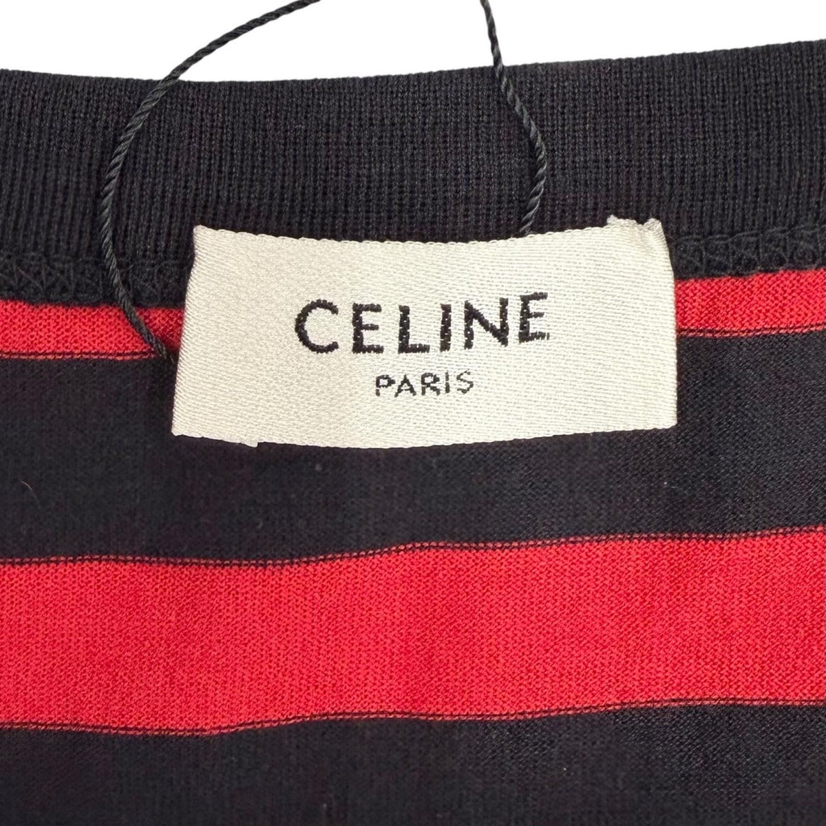 Celine Cotton Byedis Liman Border Pattern Boat Neck Short Sleeve T-Shirt Red — view 5