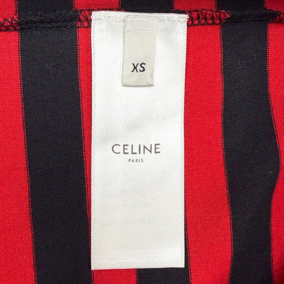 Celine Cotton Byedis Liman Border Pattern Boat Neck Short Sleeve T-Shirt Red — view 6