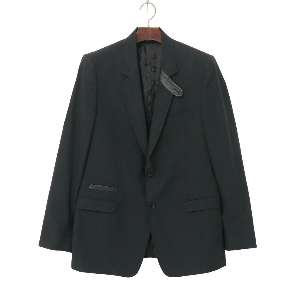 Dolce & Gabbana Tailored Jacket 54 Sheepskin Trim Blue Leather Single