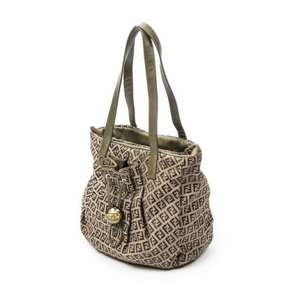 Fendi Front Drawstring Pocket Tobege Greenzcchino Canvas Beige Green — view 2