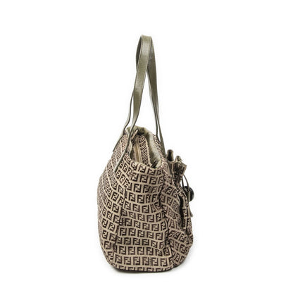 Fendi Front Drawstring Pocket Tobege Greenzcchino Canvas Beige Green — view 4