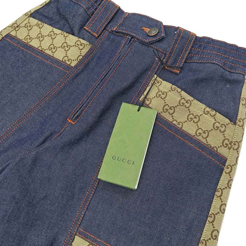 Gucci Bermuda Pants Denim GG Canvas 38 Blue 743203 Women's Apparel