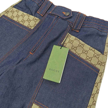 Gucci Bermuda Pants Denim GG Canvas 38 Blue 743203 Women's Apparel