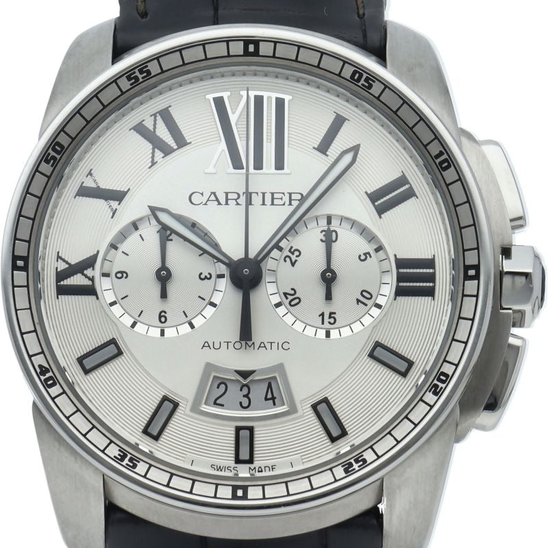 Cartier Caliber de Chronograph Watch Box SS Leather