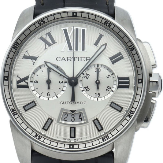 Cartier Caliber de Chronograph Watch Box SS Leather